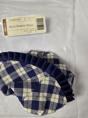 Longaberger RARE Blue Ribbon Pride Bank Basket liner MINT